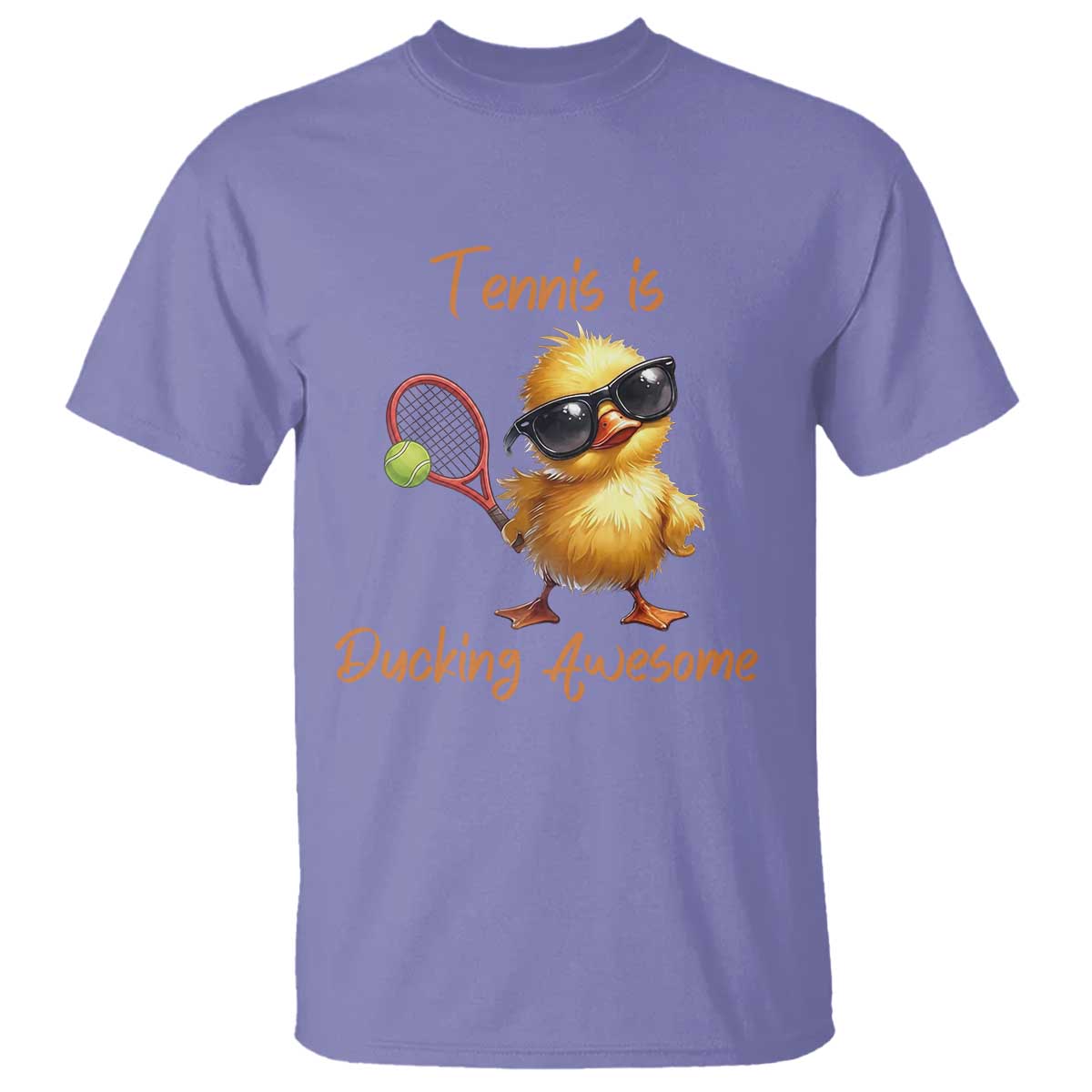 Funny Cute Duck Playing Tennis T Shirt Ducking Awesome - Wonder Print Shop