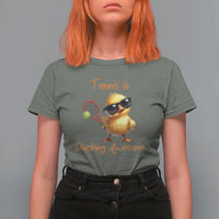 Funny Cute Duck Playing Tennis T Shirt For Women Ducking Awesome - Wonder Print Shop
