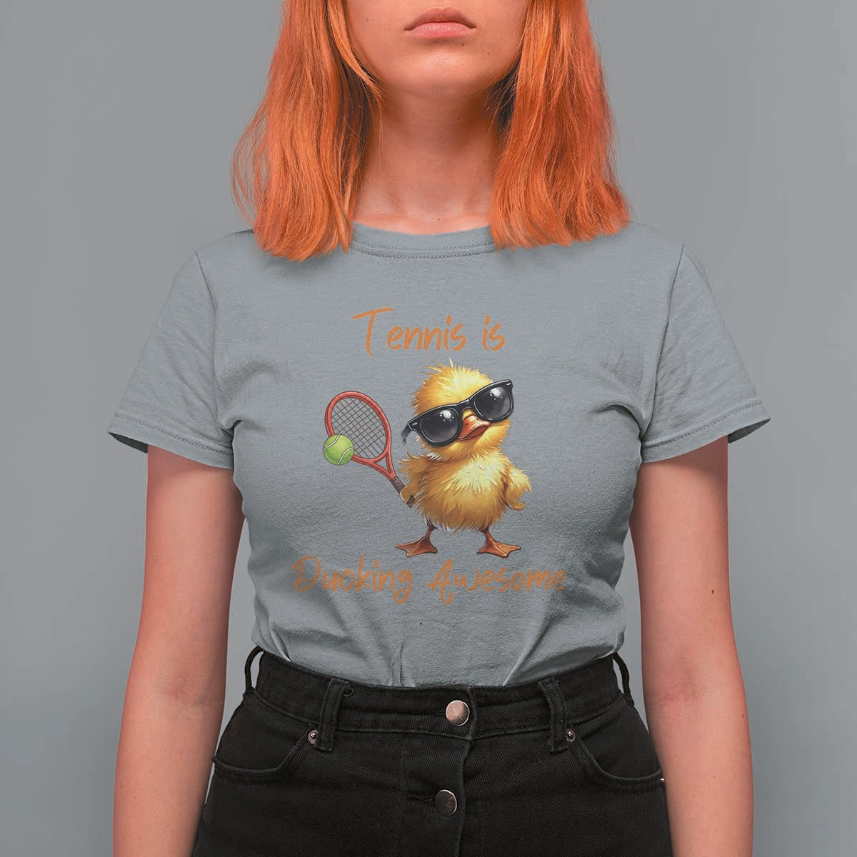 Funny Cute Duck Playing Tennis T Shirt For Women Ducking Awesome - Wonder Print Shop