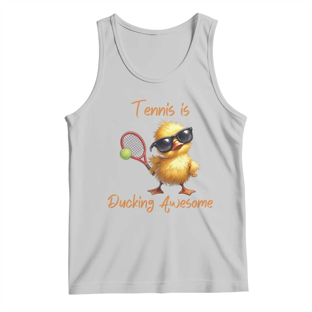 Funny Cute Duck Playing Tennis Tank Top Ducking Awesome - Wonder Print Shop