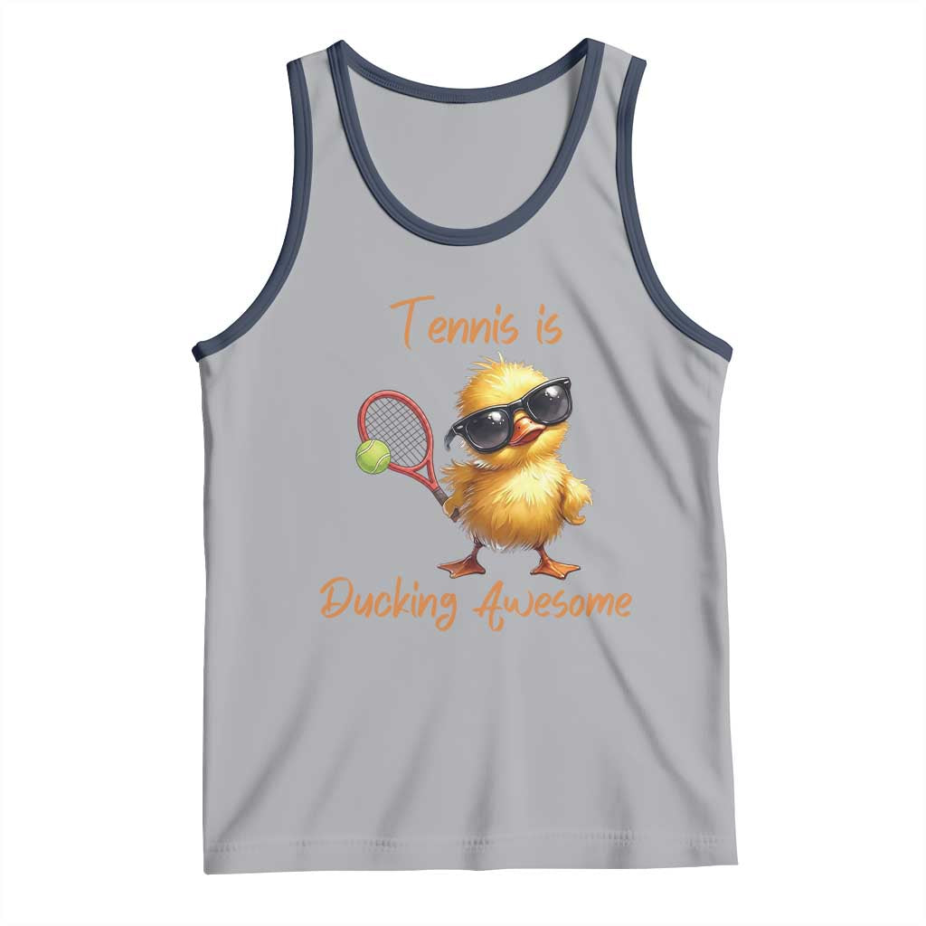 Funny Cute Duck Playing Tennis Tank Top Ducking Awesome - Wonder Print Shop