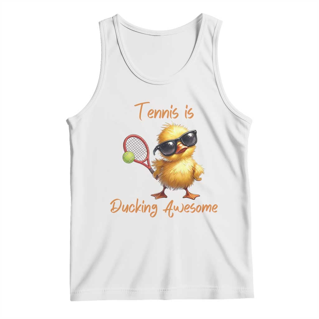 Funny Cute Duck Playing Tennis Tank Top Ducking Awesome - Wonder Print Shop