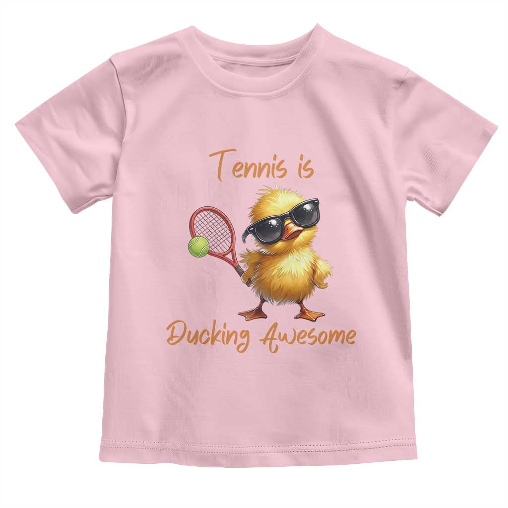 Funny Cute Duck Playing Tennis Toddler T Shirt Ducking Awesome - Wonder Print Shop
