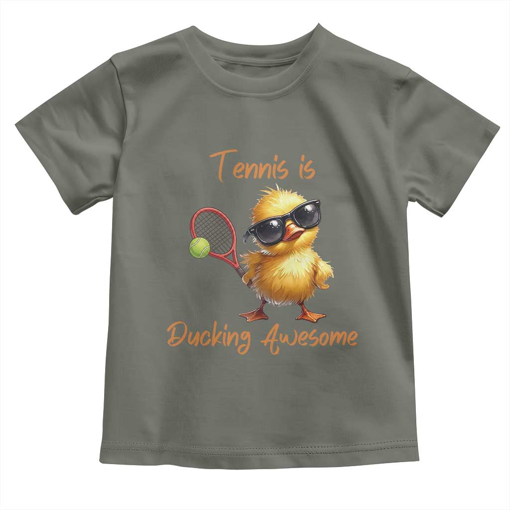 Funny Cute Duck Playing Tennis Toddler T Shirt Ducking Awesome - Wonder Print Shop