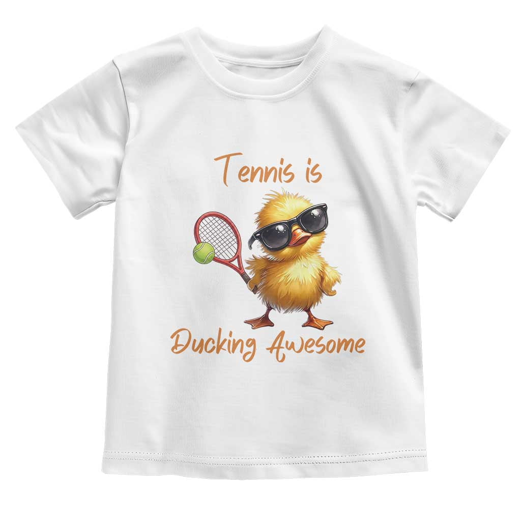 Funny Cute Duck Playing Tennis Toddler T Shirt Ducking Awesome - Wonder Print Shop