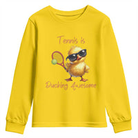 Funny Cute Duck Playing Tennis Youth Sweatshirt Ducking Awesome - Wonder Print Shop