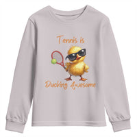 Funny Cute Duck Playing Tennis Youth Sweatshirt Ducking Awesome - Wonder Print Shop