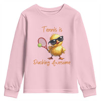 Funny Cute Duck Playing Tennis Youth Sweatshirt Ducking Awesome - Wonder Print Shop