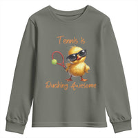 Funny Cute Duck Playing Tennis Youth Sweatshirt Ducking Awesome - Wonder Print Shop
