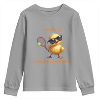 Funny Cute Duck Playing Tennis Youth Sweatshirt Ducking Awesome - Wonder Print Shop