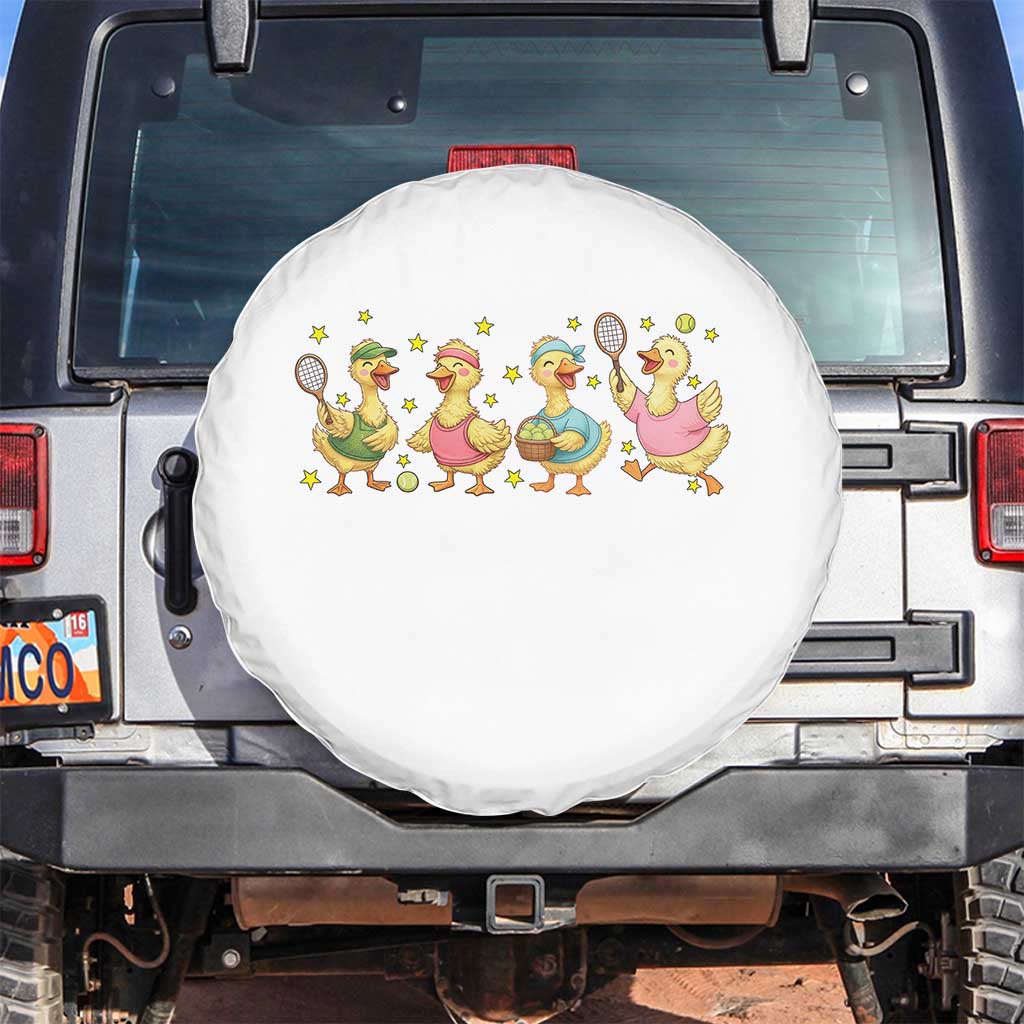 Funny Duck Playing Tennis Spare Tire Cover Farm Animal Lover - Wonder Print Shop