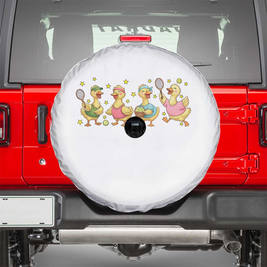 Funny Duck Playing Tennis Spare Tire Cover Farm Animal Lover - Wonder Print Shop