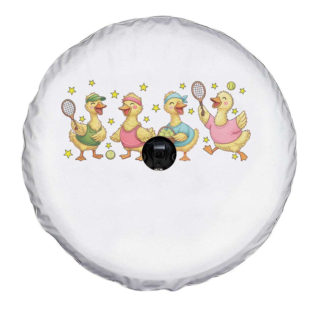 Funny Duck Playing Tennis Spare Tire Cover Farm Animal Lover - Wonder Print Shop
