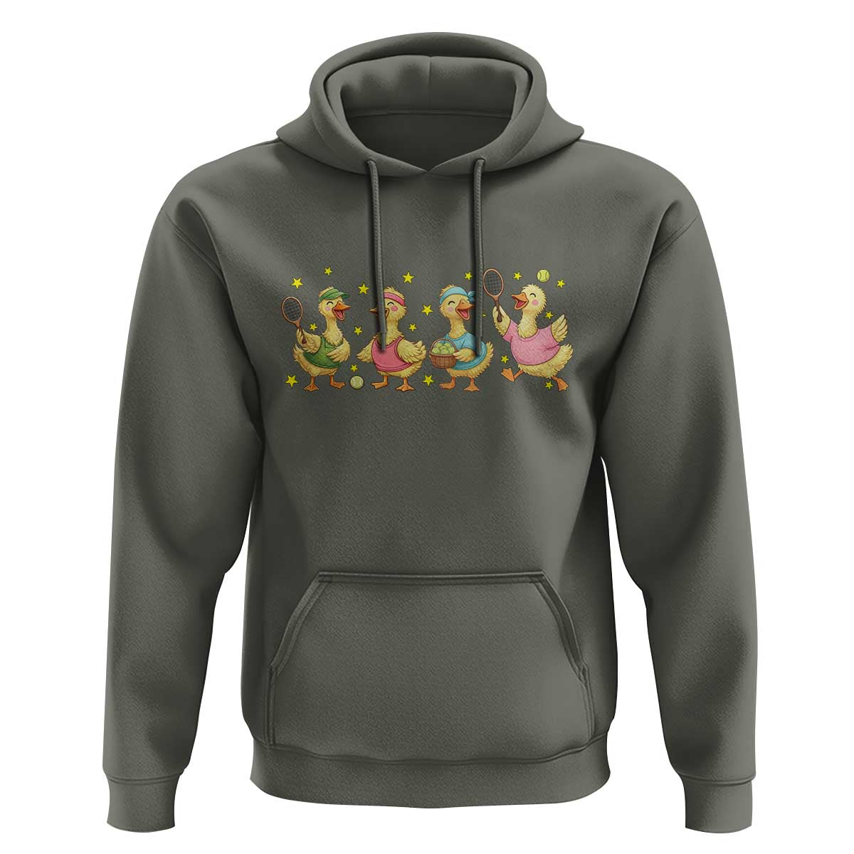 Funny Duck Playing Tennis Hoodie Farm Animal Lover - Wonder Print Shop
