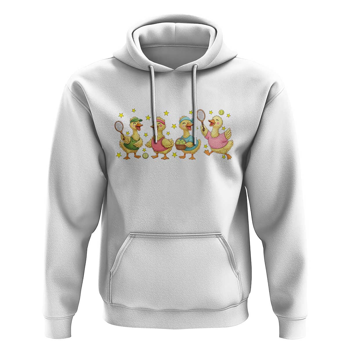 Funny Duck Playing Tennis Hoodie Farm Animal Lover - Wonder Print Shop