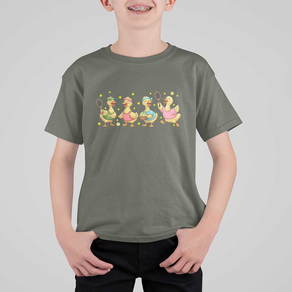 Funny Duck Playing Tennis T Shirt For Kid Farm Animal Lover - Wonder Print Shop