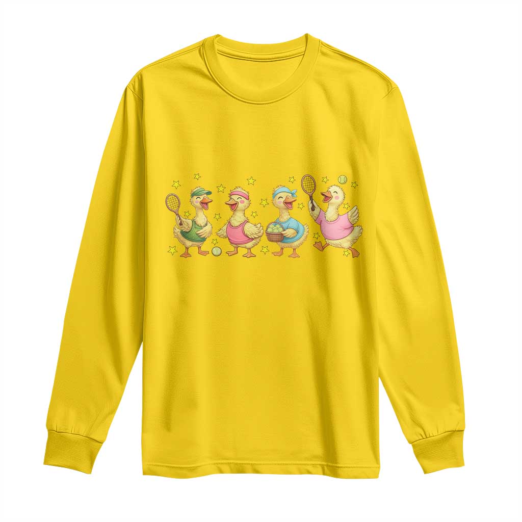 Funny Duck Playing Tennis Long Sleeve Shirt Farm Animal Lover - Wonder Print Shop