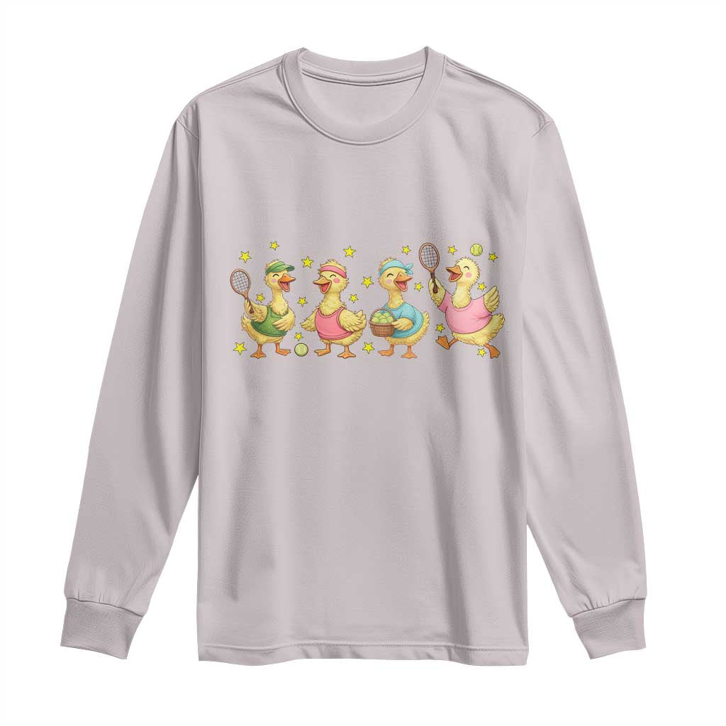 Funny Duck Playing Tennis Long Sleeve Shirt Farm Animal Lover - Wonder Print Shop