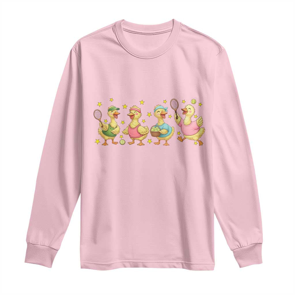 Funny Duck Playing Tennis Long Sleeve Shirt Farm Animal Lover - Wonder Print Shop