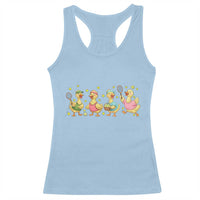 Funny Duck Playing Tennis Racerback Tank Top Farm Animal Lover - Wonder Print Shop