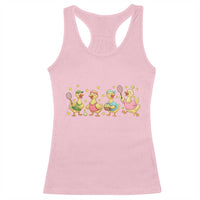 Funny Duck Playing Tennis Racerback Tank Top Farm Animal Lover - Wonder Print Shop