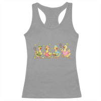 Funny Duck Playing Tennis Racerback Tank Top Farm Animal Lover - Wonder Print Shop