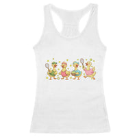Funny Duck Playing Tennis Racerback Tank Top Farm Animal Lover - Wonder Print Shop