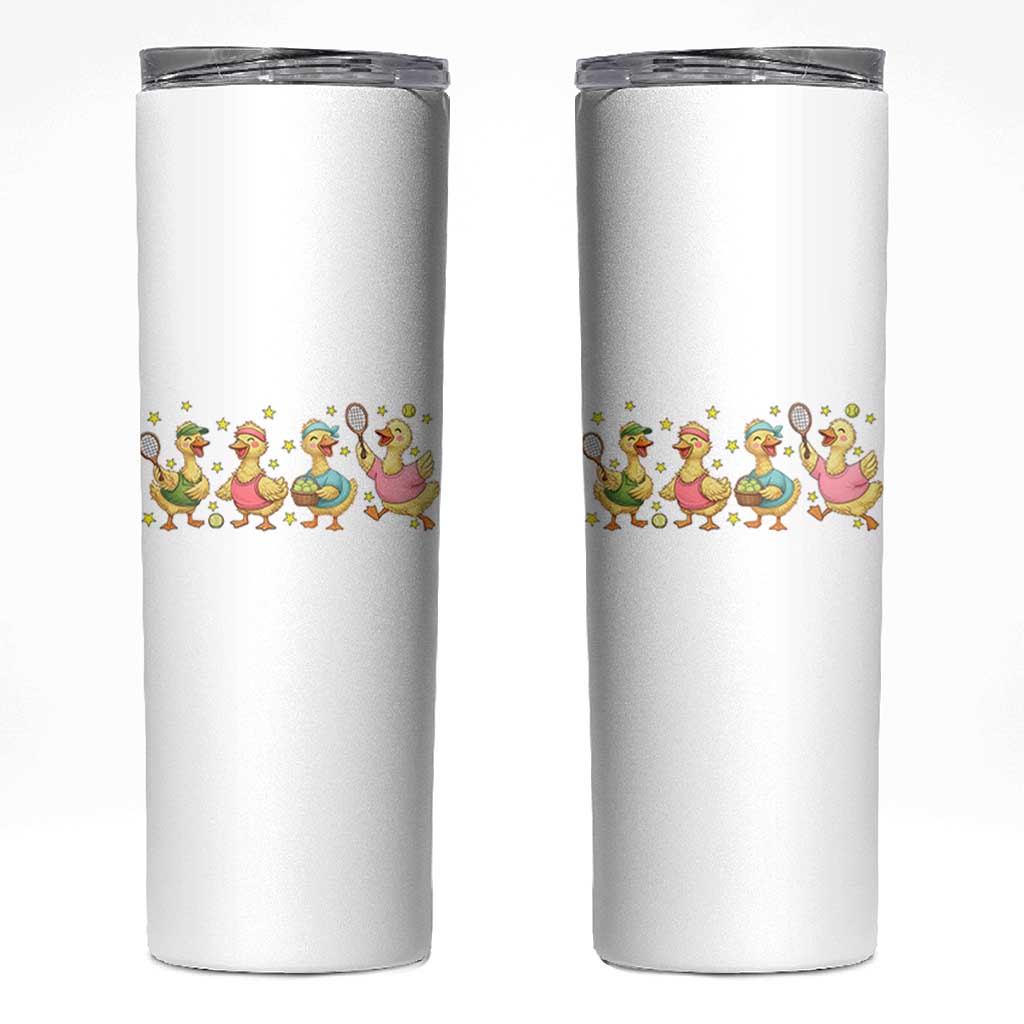 Funny Duck Playing Tennis Skinny Tumbler Farm Animal Lover - Wonder Print Shop