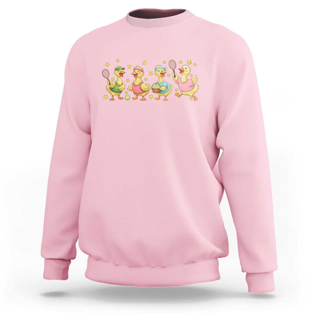 Funny Duck Playing Tennis Sweatshirt Farm Animal Lover - Wonder Print Shop