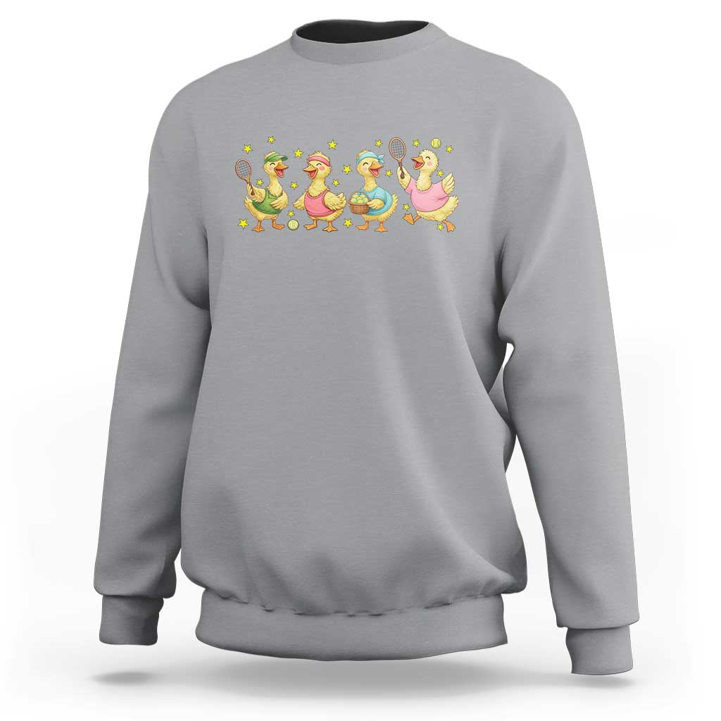 Funny Duck Playing Tennis Sweatshirt Farm Animal Lover - Wonder Print Shop