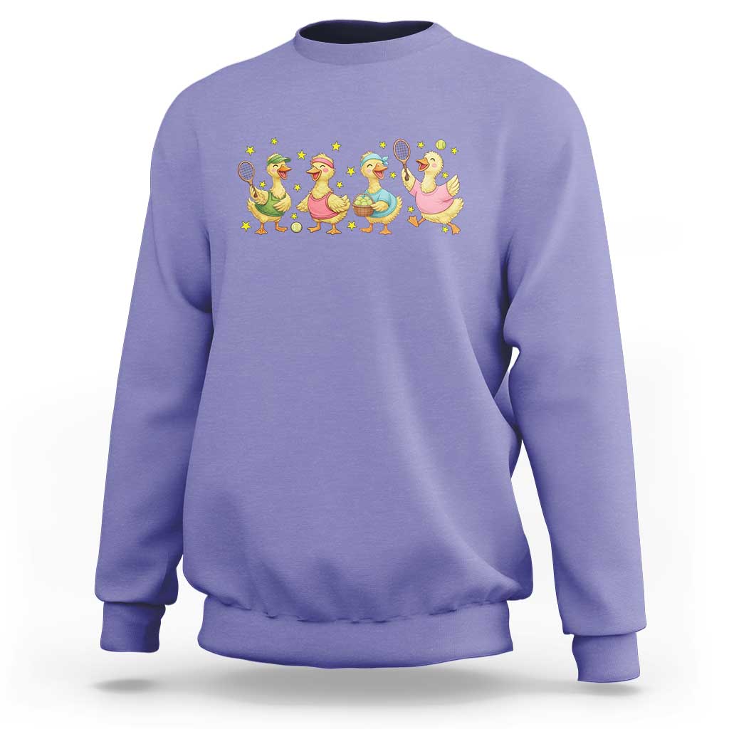 Funny Duck Playing Tennis Sweatshirt Farm Animal Lover - Wonder Print Shop