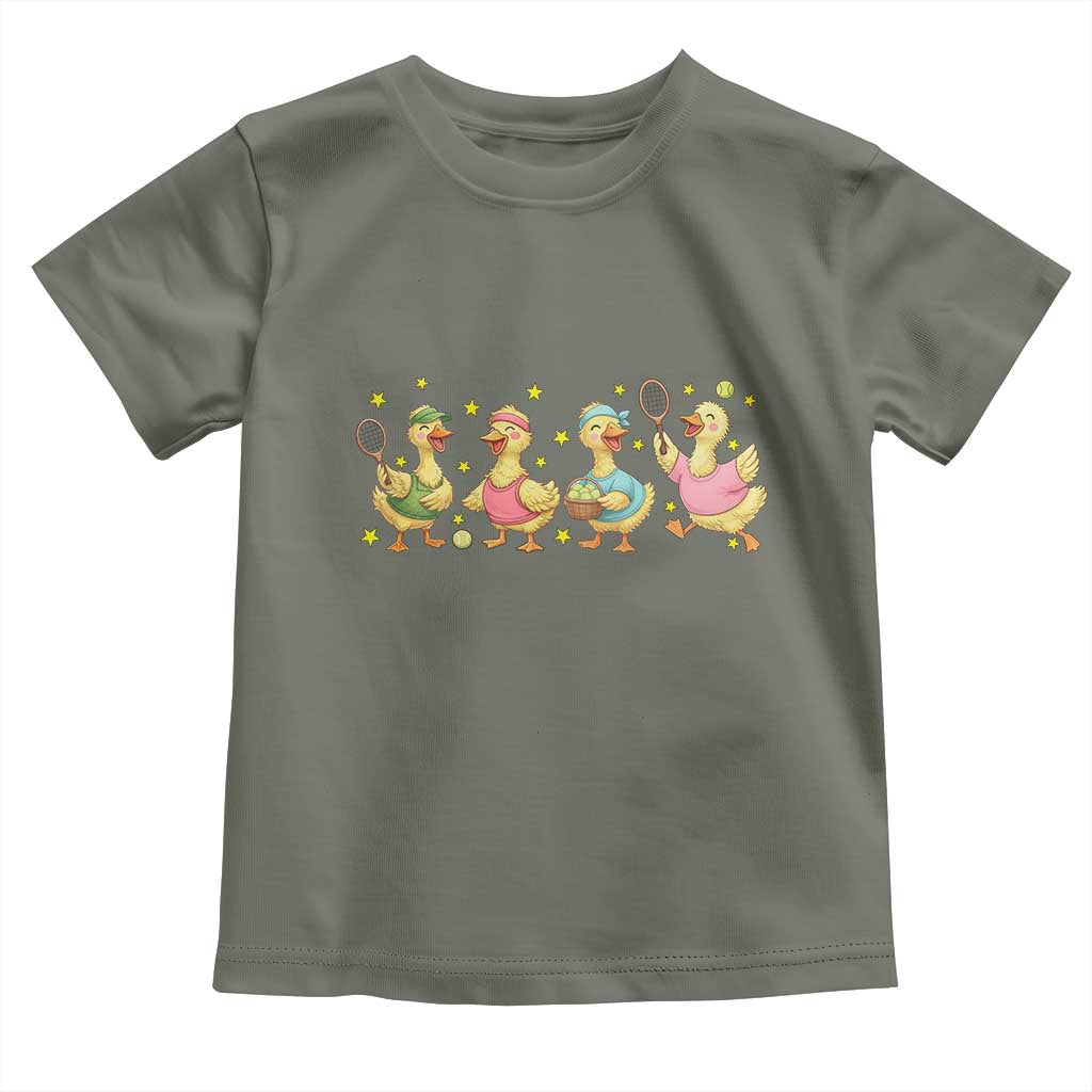 Funny Duck Playing Tennis Toddler T Shirt Farm Animal Lover - Wonder Print Shop