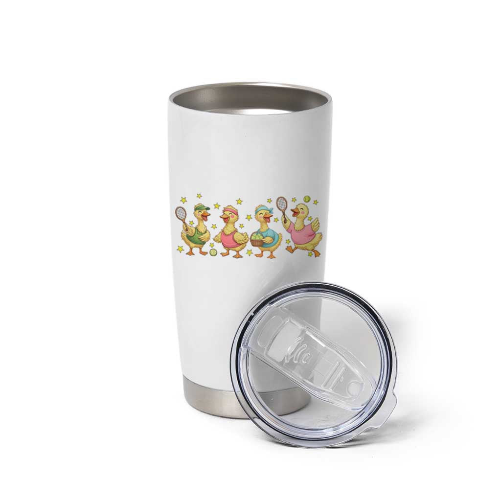Funny Duck Playing Tennis Tumbler Cup Farm Animal Lover - Wonder Print Shop