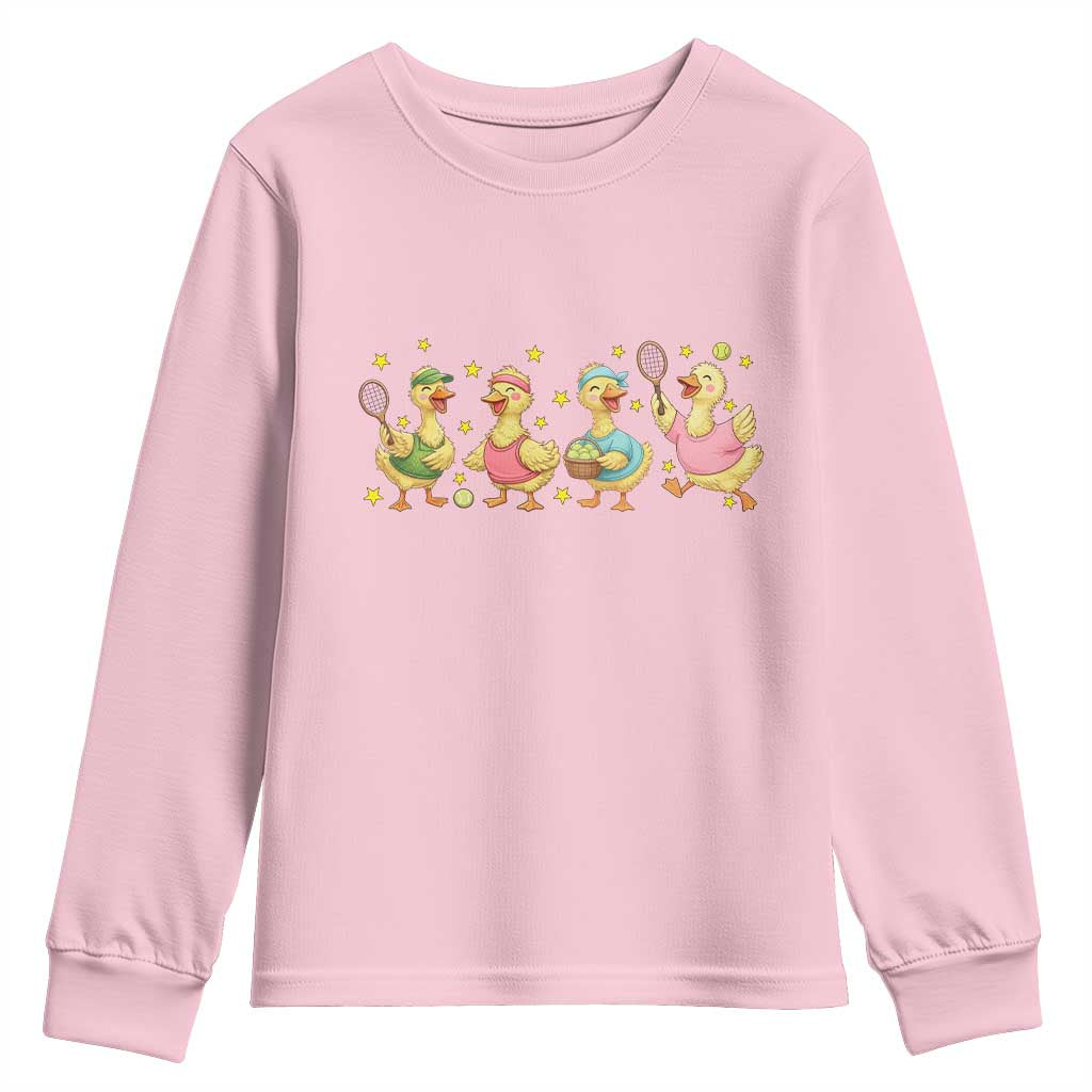 Funny Duck Playing Tennis Youth Sweatshirt Farm Animal Lover - Wonder Print Shop