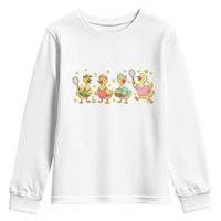 Funny Duck Playing Tennis Youth Sweatshirt Farm Animal Lover - Wonder Print Shop