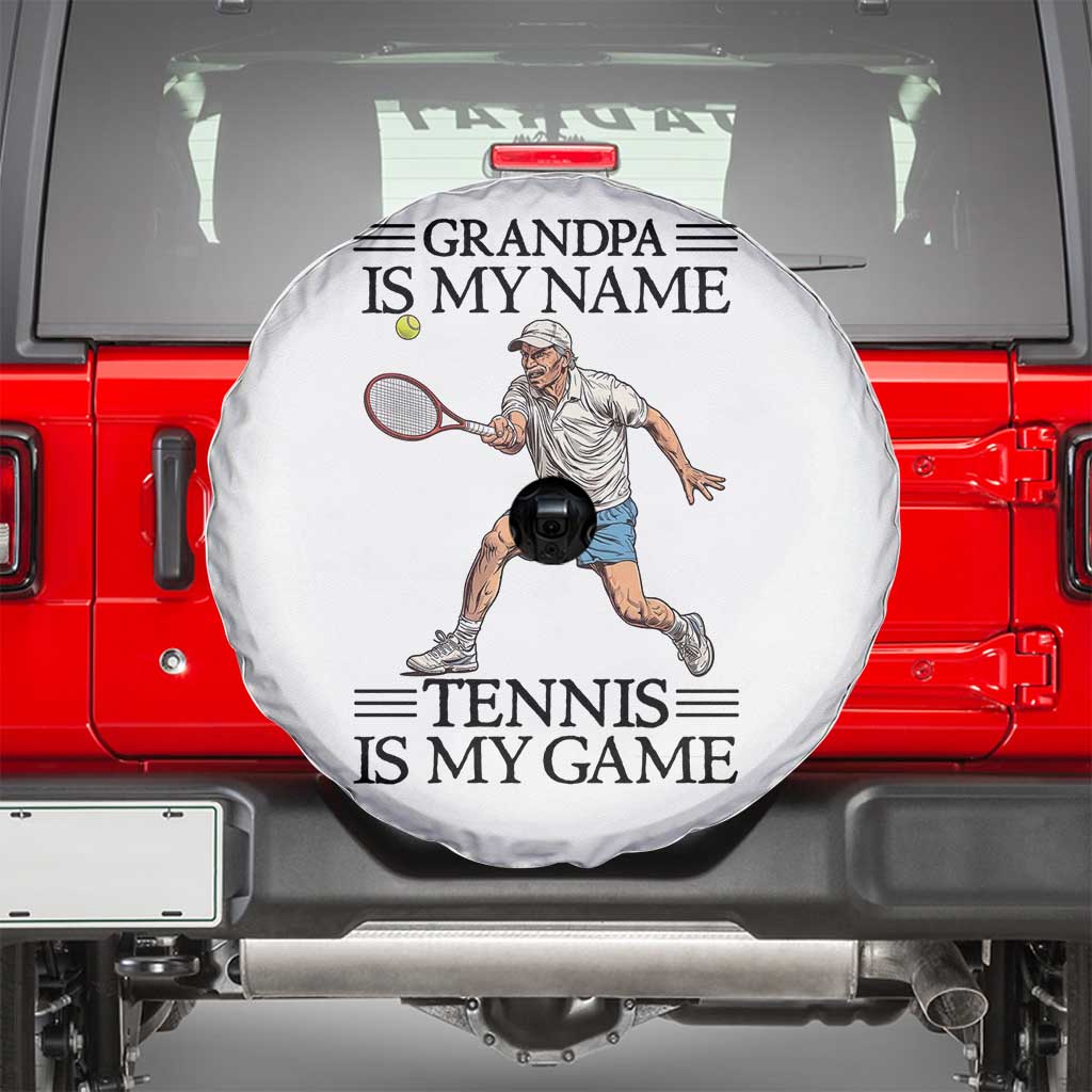 Grandpa Is My Name Tennis Is My Game Spare Tire Cover Funny Tennis Quote - Wonder Print Shop