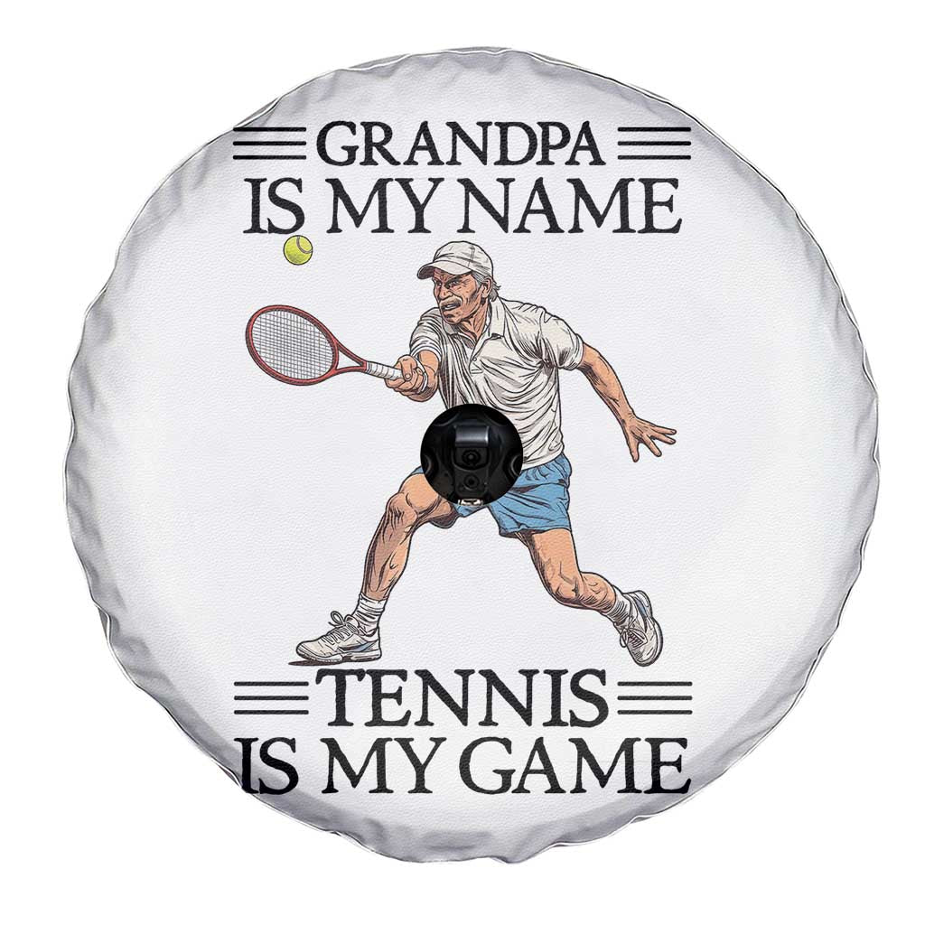 Grandpa Is My Name Tennis Is My Game Spare Tire Cover Funny Tennis Quote - Wonder Print Shop