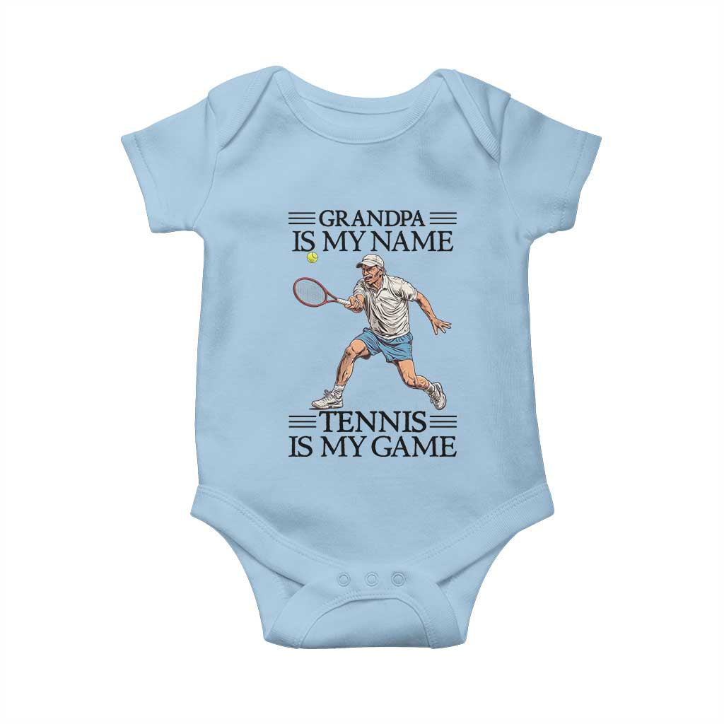 Grandpa Is My Name Tennis Is My Game Baby Onesie Funny Tennis Quote - Wonder Print Shop