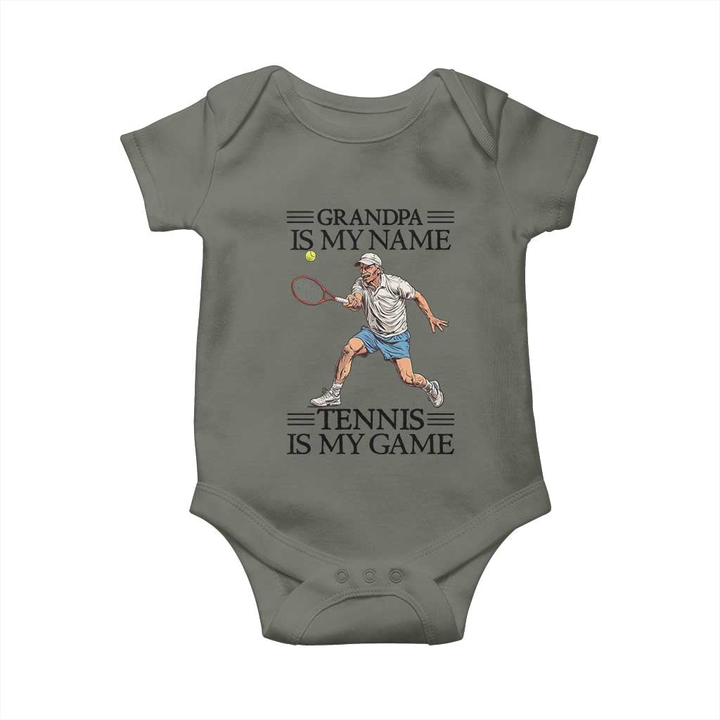 Grandpa Is My Name Tennis Is My Game Baby Onesie Funny Tennis Quote - Wonder Print Shop