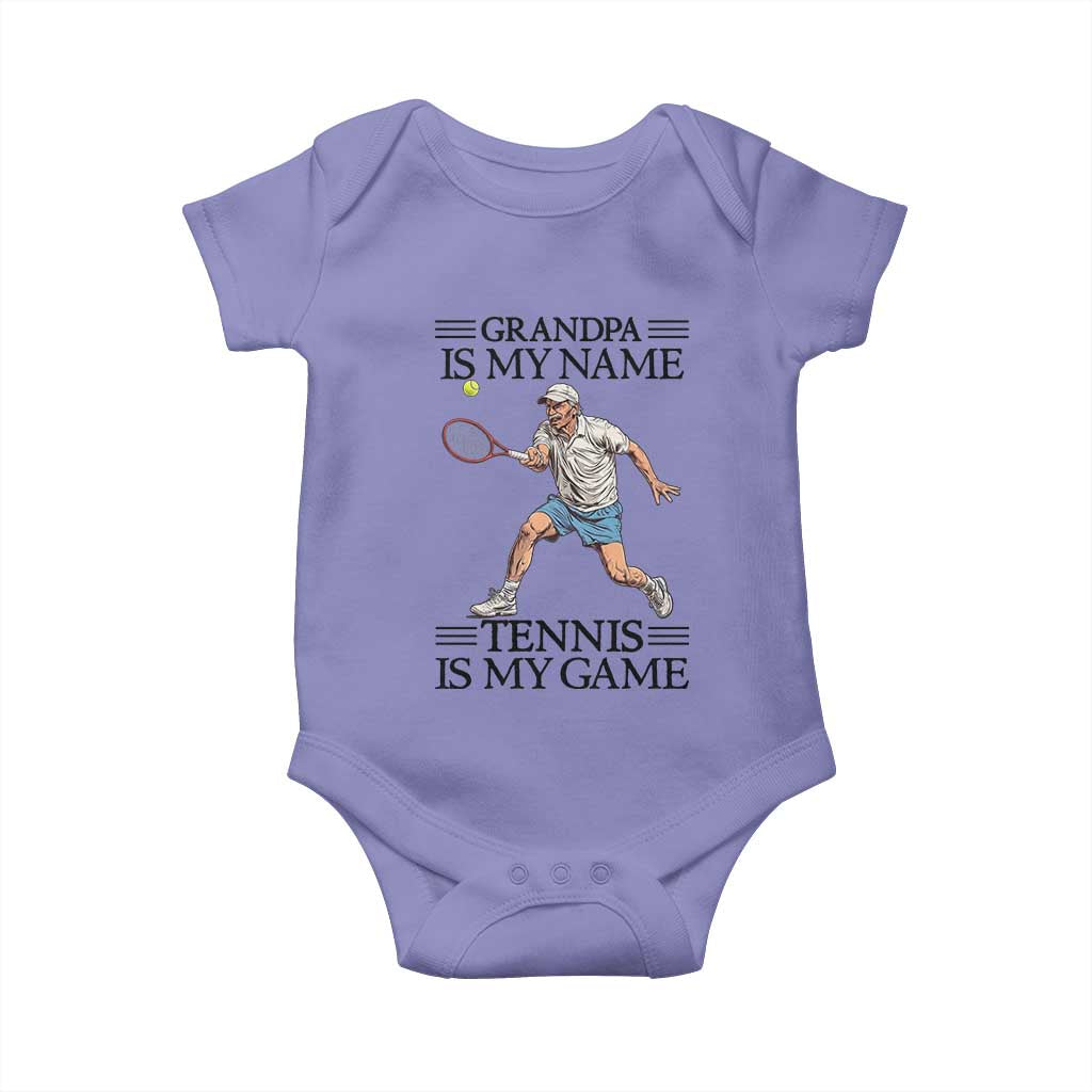 Grandpa Is My Name Tennis Is My Game Baby Onesie Funny Tennis Quote - Wonder Print Shop
