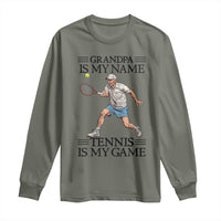 Grandpa Is My Name Tennis Is My Game Long Sleeve Shirt Funny Tennis Quote - Wonder Print Shop