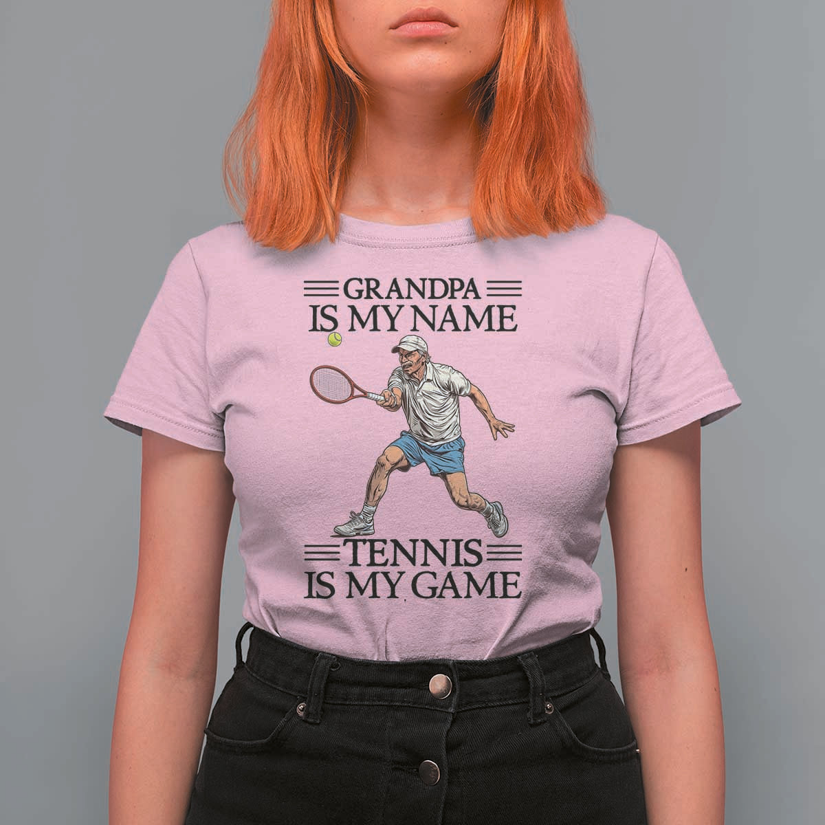 Grandpa Is My Name Tennis Is My Game T Shirt For Women Funny Tennis Quote - Wonder Print Shop