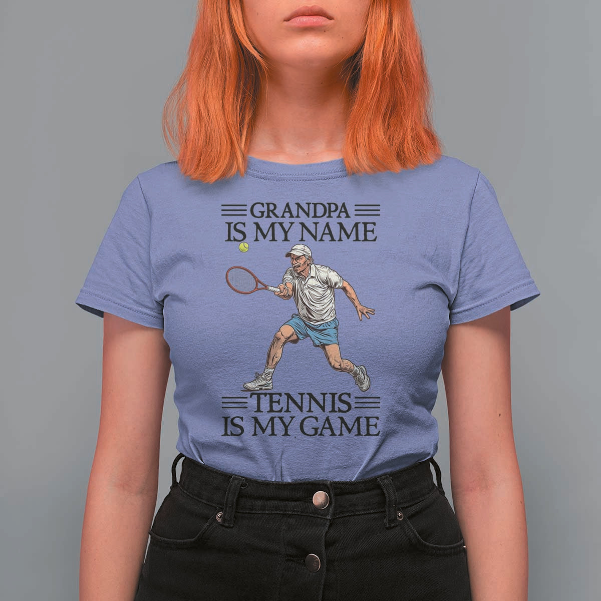 Grandpa Is My Name Tennis Is My Game T Shirt For Women Funny Tennis Quote - Wonder Print Shop