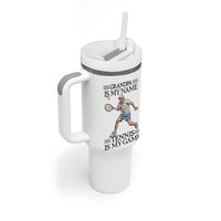 Grandpa Is My Name Tennis Is My Game Tumbler With Handle Funny Tennis Quote - Wonder Print Shop