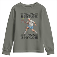 Grandpa Is My Name Tennis Is My Game Youth Sweatshirt Funny Tennis Quote - Wonder Print Shop