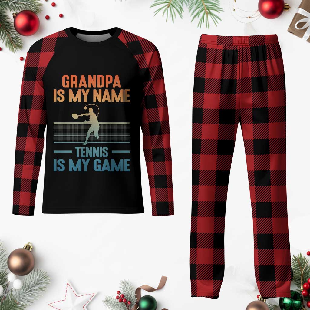 Funny Grandpa Tennis Quote Plaid Pajama Set Tennis Is My Game - Wonder Print Shop