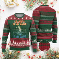 Funny Grandpa Tennis Quote Ugly Christmas Sweater Tennis Is My Game - Wonder Print Shop