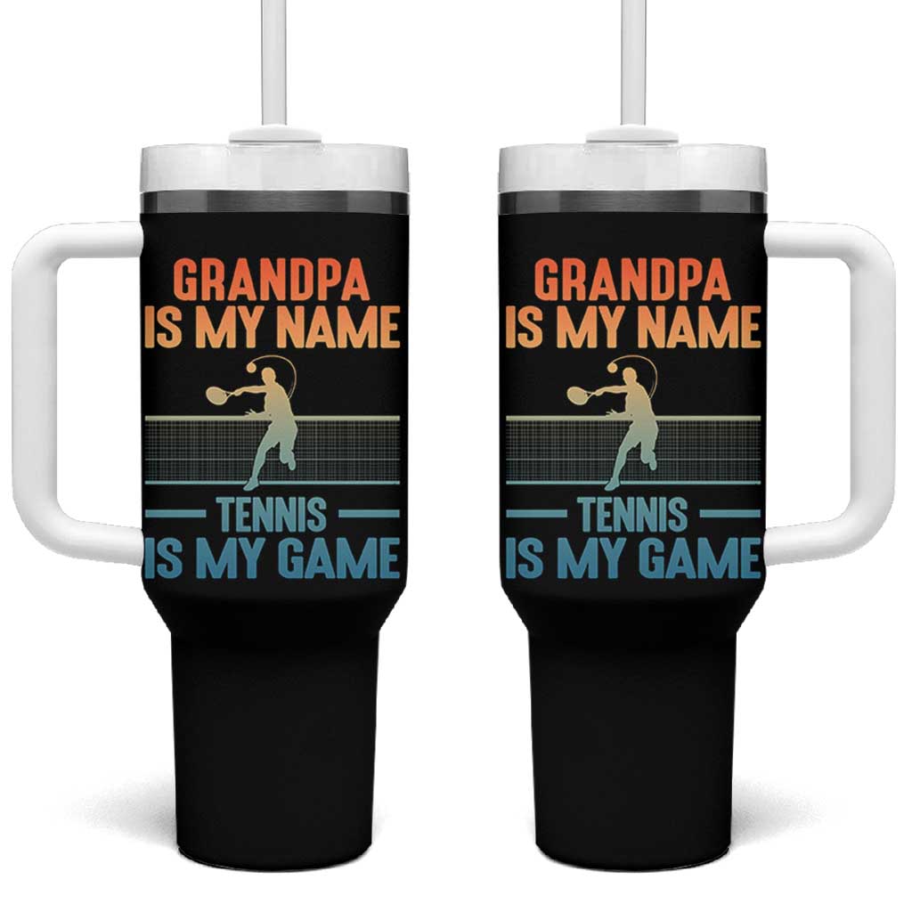 Funny Grandpa Tennis Quote Tumbler With Handle Tennis Is My Game - Wonder Print Shop