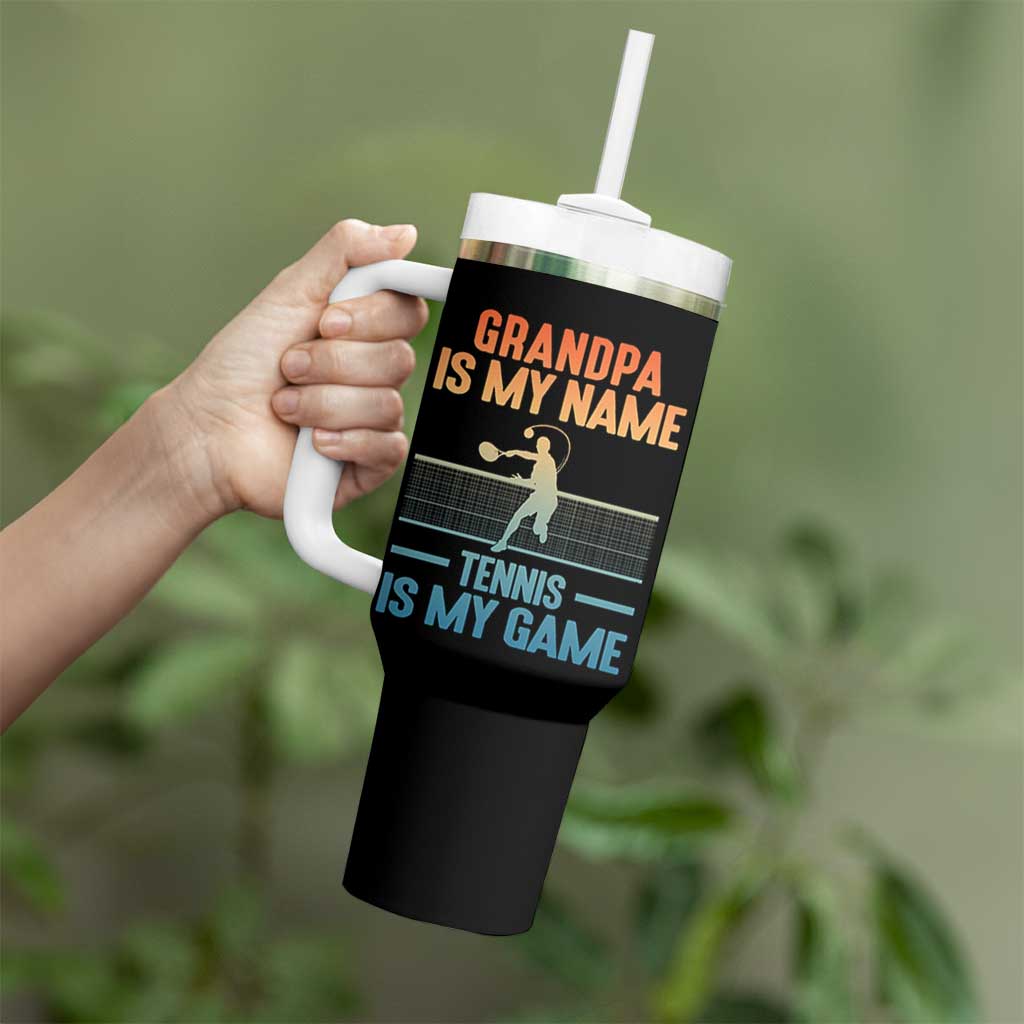 Funny Grandpa Tennis Quote Tumbler With Handle Tennis Is My Game - Wonder Print Shop