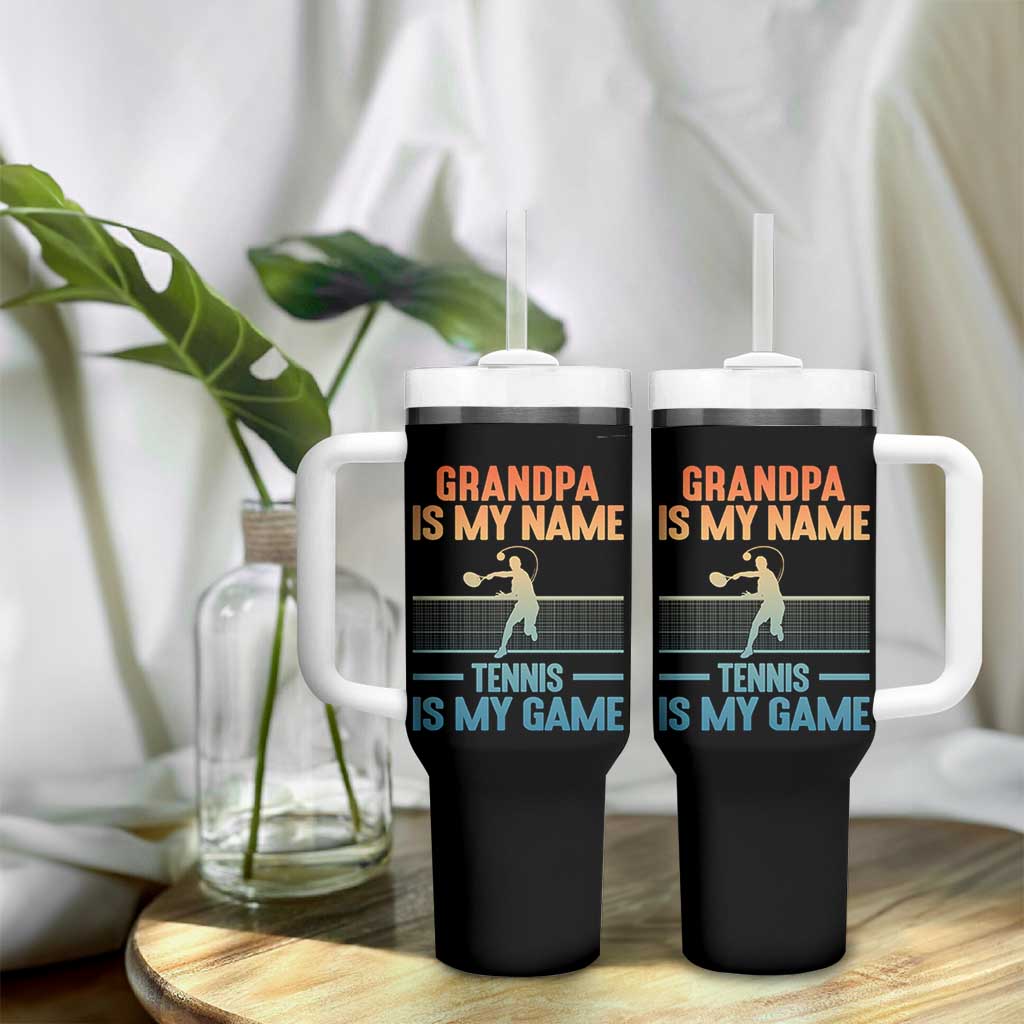 Funny Grandpa Tennis Quote Tumbler With Handle Tennis Is My Game - Wonder Print Shop